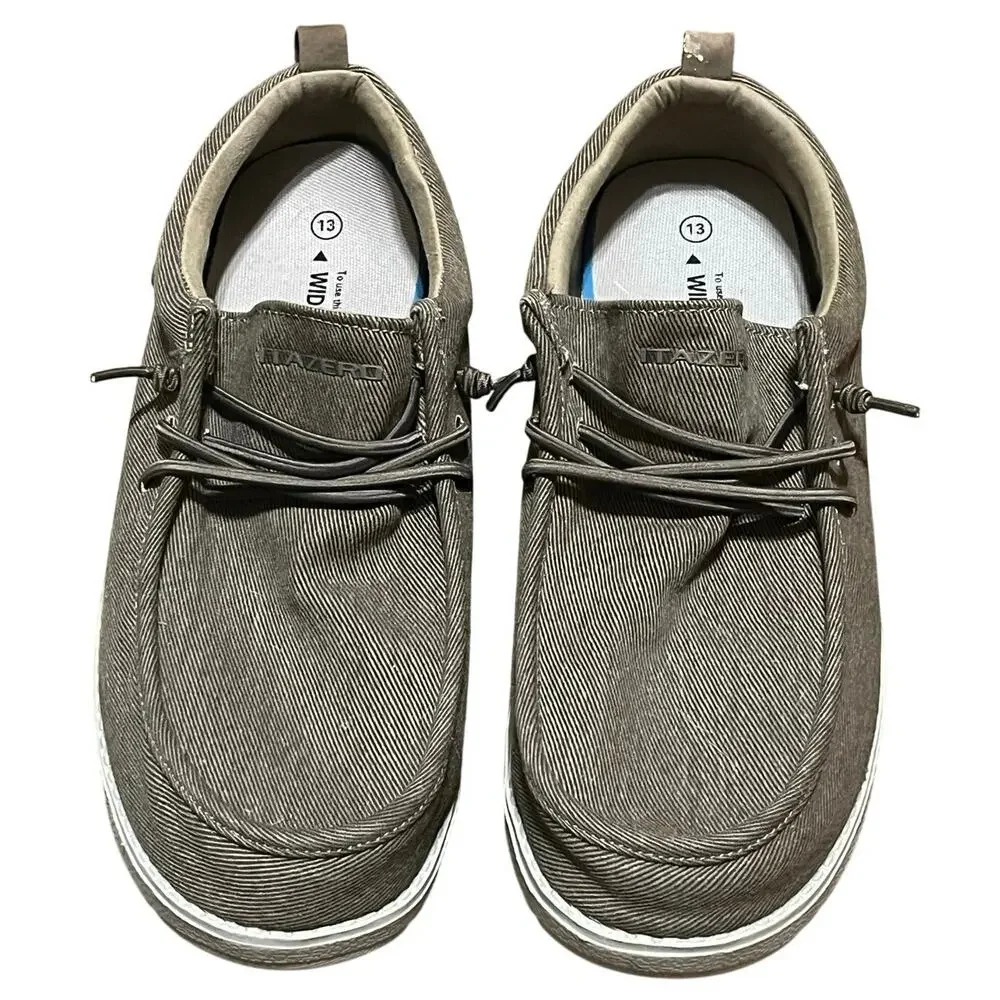 Itazero Mens Knit Slip On Loafer Sneakers Khaki Size 13 Wide Boat Shoes A21M112